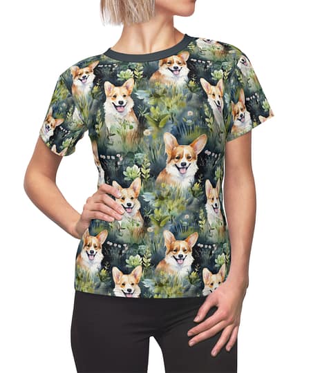 Corgi Meadow Women's All-Over Print Tee